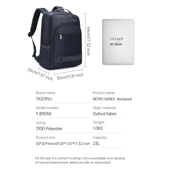 Buy Tigernu Retro Laptop Backpack Blue