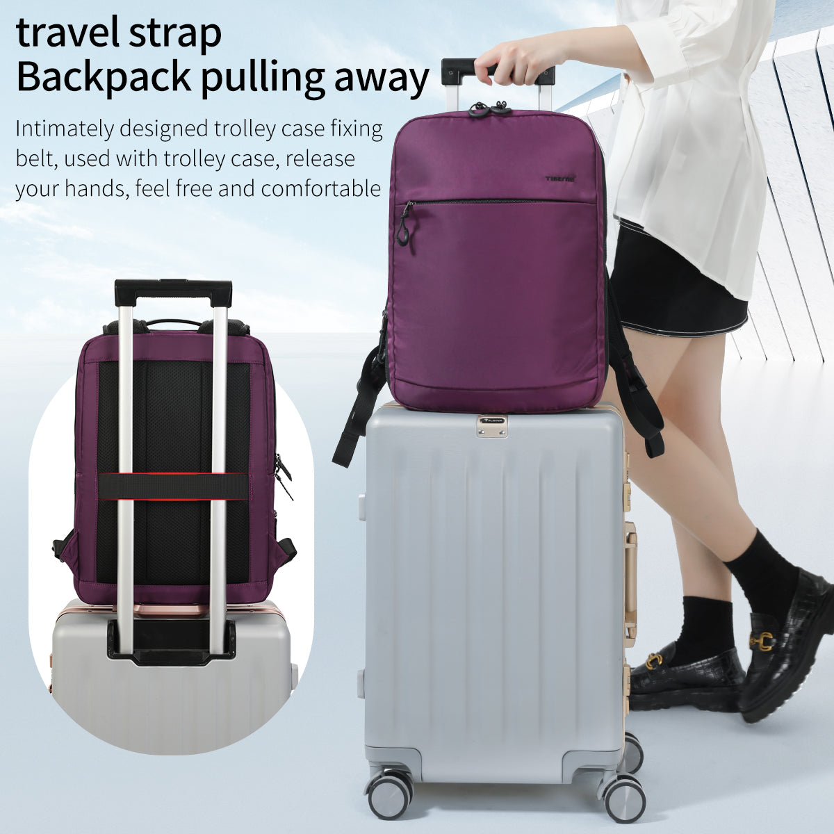 Tigernu TB-S slim backpack for women blue
